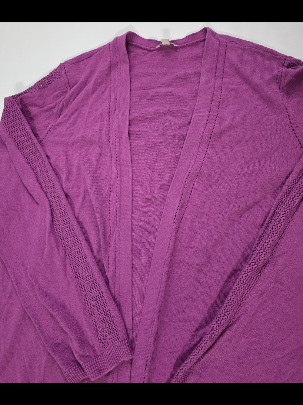 Talbots Women's XL Regular Solid Purple Knit Open Front Long Sleeve Cardigan - Picture 3 of 14